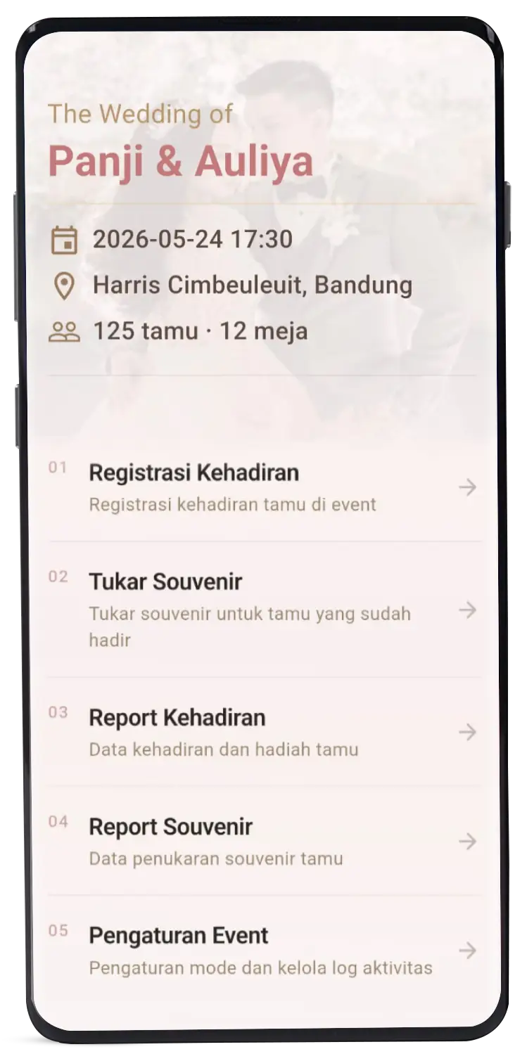 Varian event site — brand tetap konsisten, alurnya menyesuaikan kebutuhan lokal.